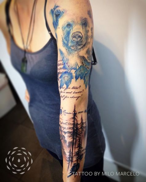 Amber Tattoo, Bear Tattoo Designs, Mother Nature Tattoos, Bear Tattoos, Sweet Tattoos, Bear Tattoo, 1 Tattoo, Baby Tattoos, Sleeve Tattoos For Women