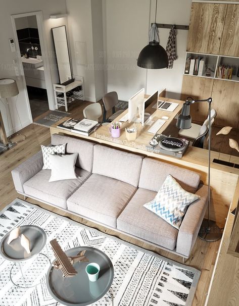 Small Apartment Office, Office Living Room Combo, Living Room Office Combo, Furniture Design Architecture, Living Room Workspace, Small Apartment Design, Small Apartment Living Room, Classroom Furniture, Diy Classroom