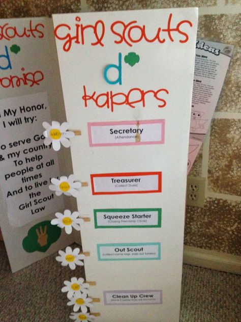 Kaper Chart, Girl Scout Daisy Activities, Daisy Activities, Girl Scout Promise, Girl Scout Law, Girl Scouts Daisy, Meeting Activities, Daisy Troop, Girl Scout Daisy