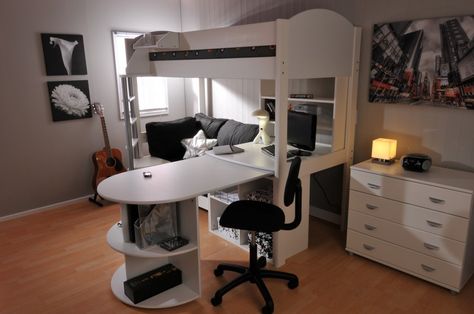 Desk And Sofa, Pull Out Desk, Cabin Beds, Loft Bed With Desk, Bunk Bed With Desk, High Sleeper, Bed With Desk, Cute Bedroom Ideas, Rooms To Go