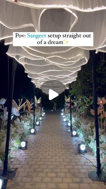 Meragi Events on Instagram: "A dreamy Sangeet setup straight out of a movie!!✨

Plan your own dreamy wedding with us, get in touch by dropping “Details” in the comment section.

#weddingdecorideas #weddingservices #weddingdecorinspo #weddingdecors #weddingservice #meragi #makeitbeautiful #stressfreewedding #sangeet #sangeetceremony #decor" Sangeet Setup, Sangeet Decoration, Sangeet Decor, Night Video, Wedding Service, Indian Weddings, Dreamy Wedding, Ceremony Decorations, Indian Wedding