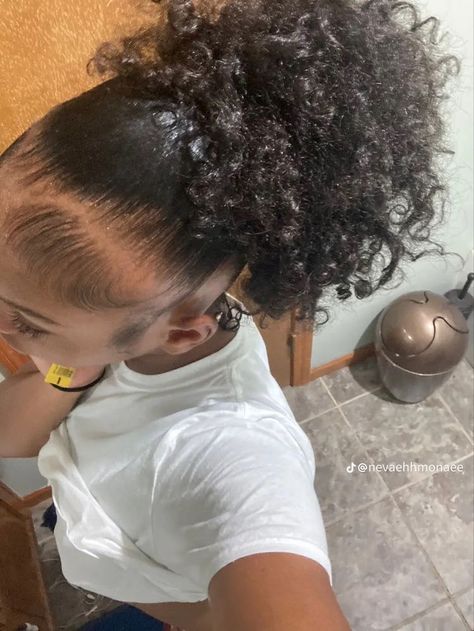 2 Braids In The Front With Hair Down Natural Hair, Grandma Hairstyles Black Women, Mid Ponytail Natural Hair, Natural Curl Ponytail, Mid Puff Natural Hair, Blow Dried Bun Natural Hair, Mid Bun Natural Hair, Mid Bun Hairstyles For Black Women, Curly 4b Hairstyles