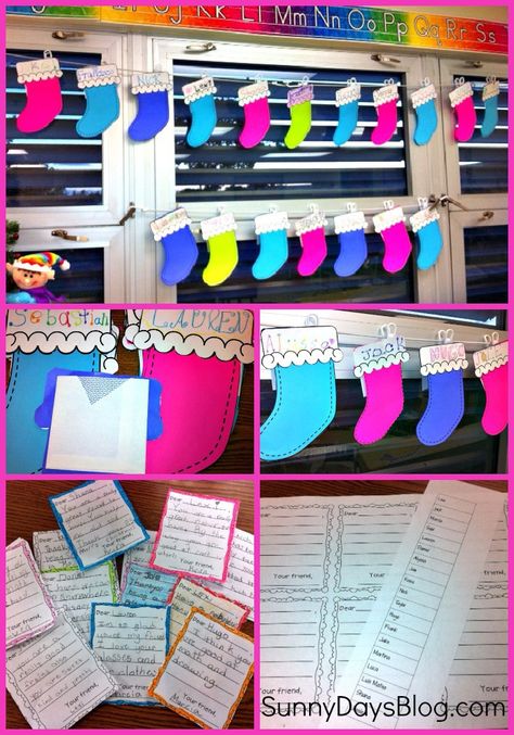 Sunny Days in Second Grade: Stocking Stuffers! FREE community building project Teaching Holidays, Diy Stockings, Christmas Writing, Teacher Craft, Winter Classroom, Christmas Kindergarten, Holidays Around The World, 2nd Grade Classroom, Christmas School