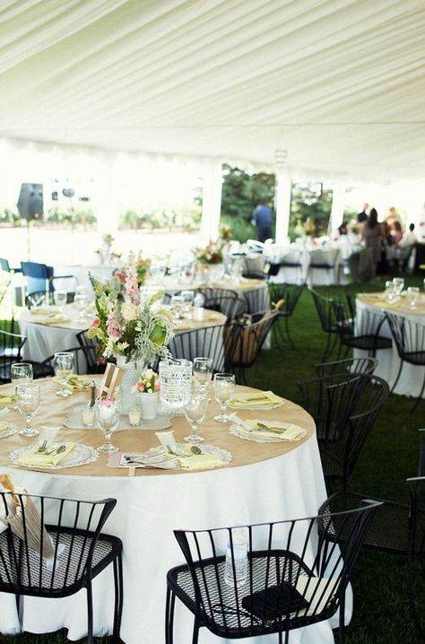 I love the brown butcher paper. It would be fun to have white or black crayons so that guests can leave messages. California Wedding by Heather Elizabeth Photography | Style Me Pretty Gold Mine, Northern California Wedding, Butcher Paper, Dressing Up, Round Table, California Wedding, Tent, California, Photography