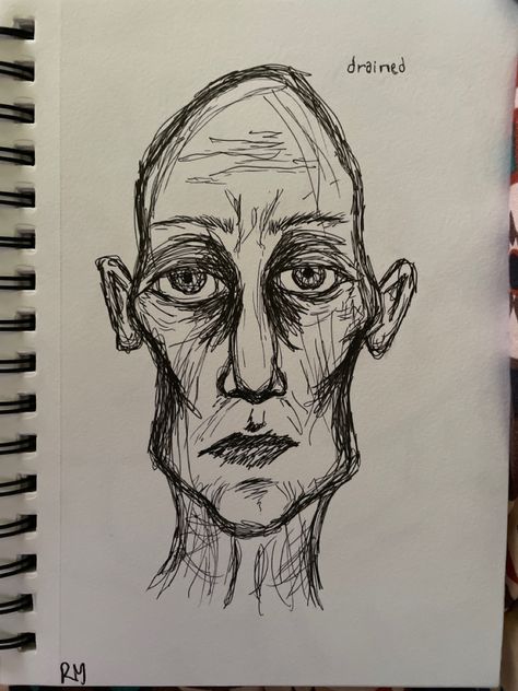 Scary Man Drawing, Weird Sketch Ideas, Weird People Drawings, Scary Face Drawing, Weird Sketches Easy, Weird Face Drawing, Weird Portraits Drawings, Wierd Sketch Art, Weird Drawing Ideas Sketch