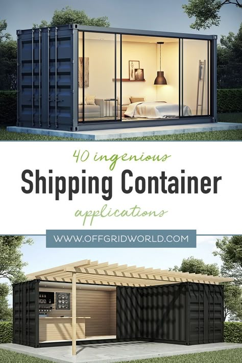 If you’ve been a reader of Off Grid World for a while, you know we are big fans of upcycling shipping containers and turning them into homes. But they have so much potential for other uses. If you need a nearly-indestructible, mobile box, a shipping container just might do the trick. #shippingcontainers #containerhomes #shippingcontainerhomes Shipping Container Cabin, Container Conversions, Shipping Container Home Designs, Container Cabin, Container Office, Shipping Container House Plans, Tiny House Layout, Container Buildings, Building A Container Home