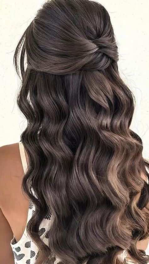 Bridesmaid Hair Inspo, Hoco Hairstyles, Quince Hairstyles, Long Hair Wedding Styles, Wedding Hair Inspiration, Hair Up Styles, Hair Stylist Life, Bridal Hair And Makeup, Half Up Hair