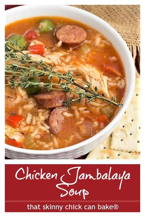 Jambalaya Soup Recipe, Chicken Creole, Jambalaya Soup, Chicken Andouille Sausage, Comfort Food Soup, Creole Jambalaya, Chicken Jambalaya, Gumbo Soup, Sausage Rice