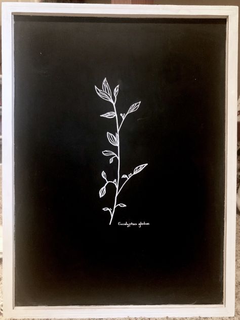 Diy plant eucalyptus black and white chalkboard art Eucalyptus Black And White, Plant Eucalyptus, Chalkboard Art Diy, White Chalkboard, Diy Chalkboard, Chalkboard Art, Diy Plants, Lotus Flower Tattoo, Flower Tattoo