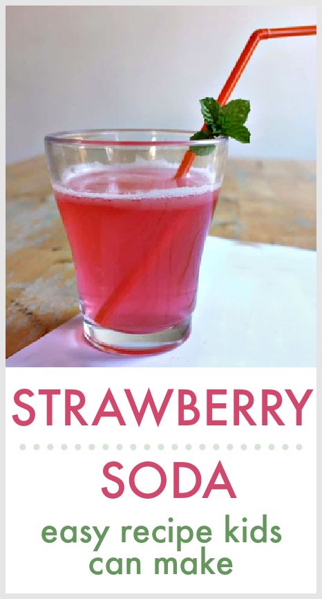 Easy homemade strawberry soda recipe kids can make - NurtureStore Strawberry Soda Recipe, Recipes Kids Can Make, Strawberry Soda, Strawberry Drinks, Soda Recipe, Kids Crafting, Easy Meals For Kids, Easy Strawberry, Elementary Art Projects