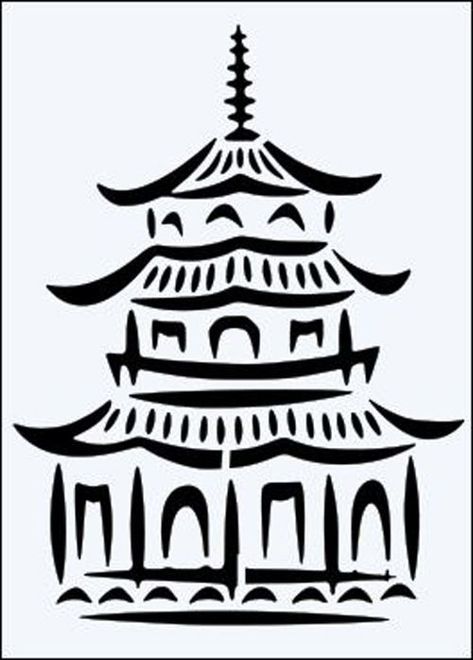 stamp template ideas Chinese Party, Chinese Pagoda, Chinese Crafts, White Drawing, Chinoiserie Chic, Stencil Crafts, Stencil Template, Sumi E, Nouvel An