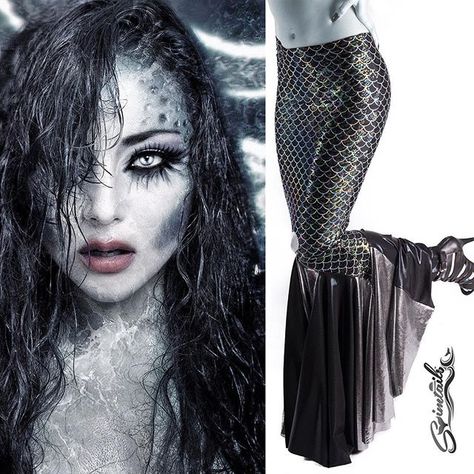 CHECK THIS OUT!  Get your scary on with this Scary Siren Mermaid Make-up idea combined with this costume from  sexymermaidcostume.com $99.99 #swimtails #Halloween2015 #mermaids #siren #scary Scary Siren, Scary Mermaid, Sirens Fashion, Evil Mermaids, Siren Costume, Mermaid Halloween Costumes, Dark Mermaid, Mermaid Parade, Siren Mermaid