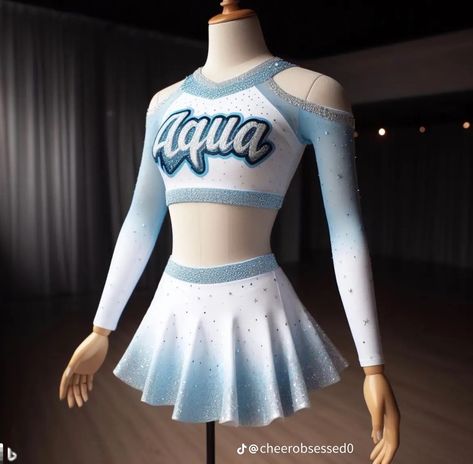 Allstar Cheer Uniform, Cheerleading Costume, Cheer Stretches, Cheer Designs, Cheer Costumes, Cheerleader Uniforms, Cheerleader Outfit, Cheer Things, Blue Cheer