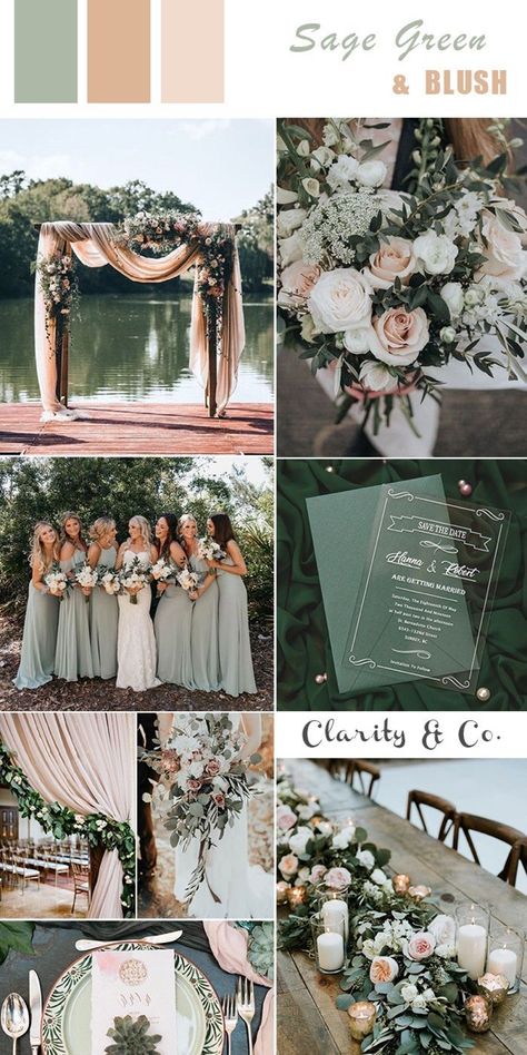 August Weddings, Sage Green Wedding Colors, Blush Wedding Colors, Wedding Color Ideas, Spring Summer Wedding, Green Wedding Colors, Flowers Images, Sage Wedding, Spring Wedding Colors