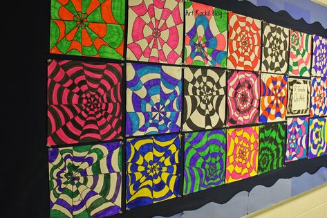 Art Rocks!: Grade 5: Op Art Name Art Ideas, New Years Art, Op Art Projects, Op Art Lessons, Art Elementary, Art Perspective, Opt Art, Paper Construction, Art Cube