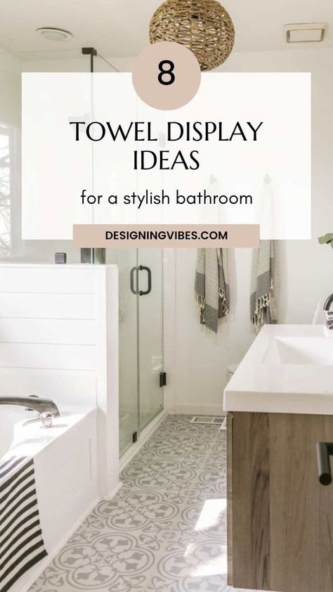 How To Decorate Your Bathroom with Towels- Best Ways Towels On Hooks In Bathroom, Hanging Towel Hooks In Bathroom, Towel Bar Or Hooks, Towel Bar Small Bathroom, Bathroom Decor Towel Hooks, Double Towel Bar Ideas Small Bathrooms, Towel Rack Styling, Hand Towel Between Mirrors, Small Bathroom Towel Hook Ideas