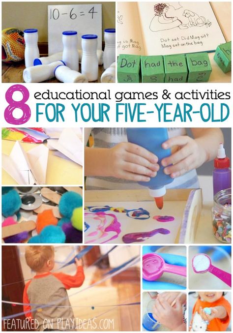 These 8 awesome activities for your 5-year-old are sure to keep them entertained! Plus, they might learn a thing or two while they're at it! Fun Educational Activities, Games And Activities, Indoor Activities, Educational Games, Activities To Do, Activity Games, Sight Words, Educational Activities, Kids Education