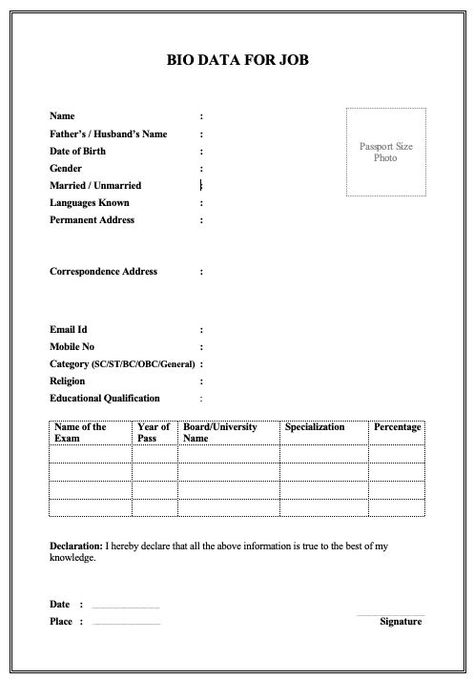 How To Make Resume For Job, Bio Data Format For Job, Bio Data Format For Student, Resume Design Template Free, Hemant Kumar, Resume Format Free Download, Biodata Format Download, Letter Writing Examples, Meditation Pictures