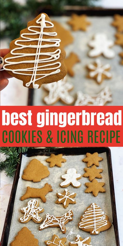 My family's very favorite gingerbread cookies recipe. The icing recipe is perfect and so easy to make. Tips and tricks for decorating cut out cookies. Directions for making soft gingerbread cookies or crisp gingerbread cookies. https://www.raegunramblings.com/gingerbread-cookie-recipe-icing-tips/ Icing Gingerbread Men, Icing To Decorate Gingerbread Cookies, Gingerbread Cookies Frosting Recipe, Easy Gingerbread Man Decorating Ideas, Hard Gingerbread Recipe, Gingerbread Men Icing Recipe, Frosting For Gingerbread Men, Ginger Bread Icing Recipe, Ginger Bread Cookie Icing