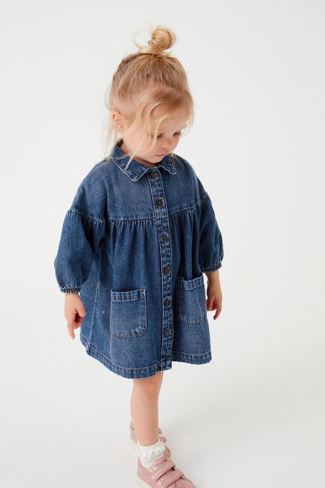 Buy Soft Orange Cotton Shirt Dress (3mths-8yrs) from the Next UK online shop Young Dresses, Baby Mode, Cotton Shirt Dress, Kids Denim, Young Fashion, Girls Denim, Denim Cotton, Baby Outfits