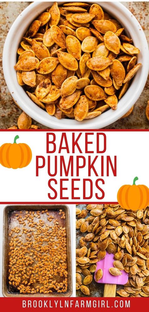 Easy Pumpkin Seeds Recipe Roasted, Bake Pumpkin Seeds, Baked Pumpkin Seeds, Easy Pumpkin Seeds, Pumpkin Seed Recipes Roasted, Pumpkin Baking Recipes, How To Roast Pumpkin, Roast Pumpkin Seeds, Pumpkin Seeds Baked