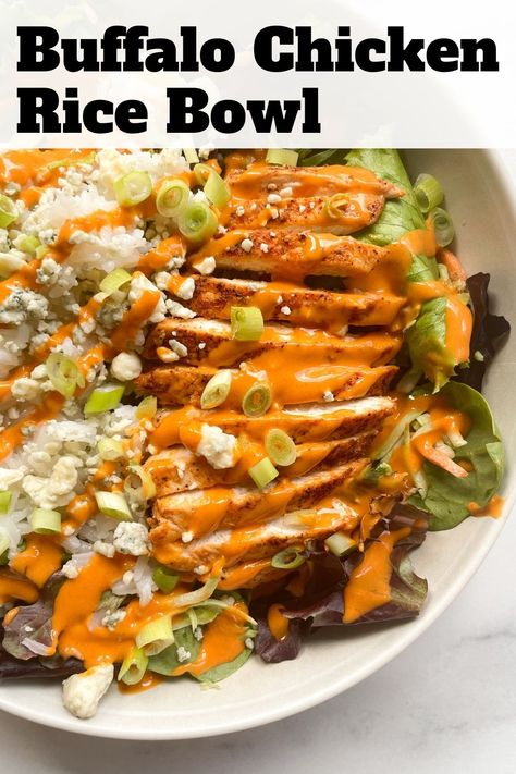 Buffalo Chicken Rice Bowl Buffalo Chicken Rice Bowl, Buffalo Chicken Rice, Chicken Bowls Healthy, Chicken Rice Bowl, Buffalo Recipe, Seared Chicken Breast, Chicken Rice Bowls, Seared Chicken, Easy Chicken Breast