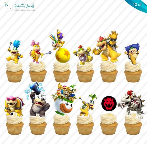 Mario Koopalings, Mario Party Birthday, Mario Bowser, Cupcake Supplies, Cake Favors, Mario Party, Topper Cake, Cupcake Cake, Cupcake Topper