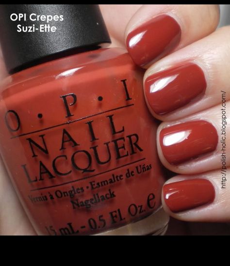 Opi Fall Red Colors, Rust Nail Color, Opi Gingers Revenge, Opi Fall Orange Colors, Opi Orange Nail Polish Fall, Opi Orange Red Nail Polish, Red Nail Polish, Nail Polish Colors, Nail Lacquer