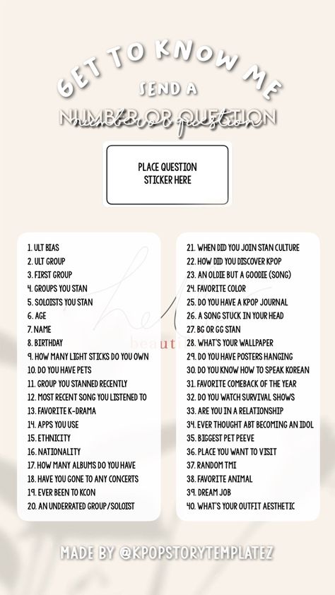 Kpop Get To Know Me Template, Kpop Story Games, Kpop Games, Story Games, Story Templates, Instagram Story Template, Story Template, Get To Know Me, Story Ideas