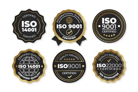 Iso certification badge collection | Free Vector #Freepik #freevector #certificate #badges #quality #management Badge Collection, Iso Certification, Craft Logo, Certificate Design, Gold Text, Stationery Templates, Badge Design, Sharjah, Mood Board