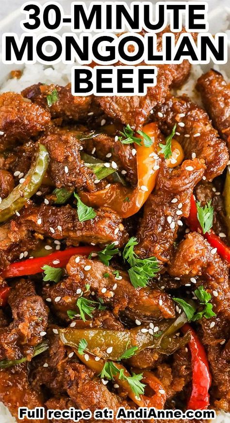 This mongolian beef recipe is super delicious and easy to make! The incredible flavors remind me of some of my favorite take-out dishes. Sweet & spicy, this dish is sure to be a hit at the dinner table! Mongolian Recipes, Beef With Rice, Chinese Beef Recipes, Mongolian Beef Recipe, Mongolian Beef Recipes, Veggie Fries, Motherhood Tips, Mongolian Beef, Beef Recipe