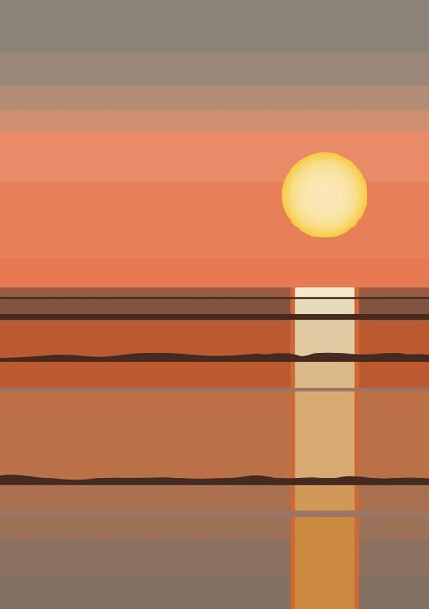 Sea sunrise minimalist modern illustration poster. Abstract ocean wave contemporary background landscape. Sea, skyline, wave. vector illustration Sunrise Art Illustration, Sunset Illustration Art, Vector Art Landscape, Sunrise Minimalist, Sea Illustration Art, Contemporary Background, Sunrise Illustration, Senior Events, Minimalist Art Painting