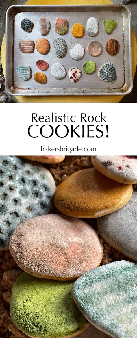 Easy-to-make sugar cookies with foolproof tutorial, they look just like rocks :) Rock Cookies, Moon Cookies, Woodland Cake, Food Dye, Cream Of Tartar, Confectioners Sugar, Cookies Ingredients, Fancy Cakes, No Bake Cookies