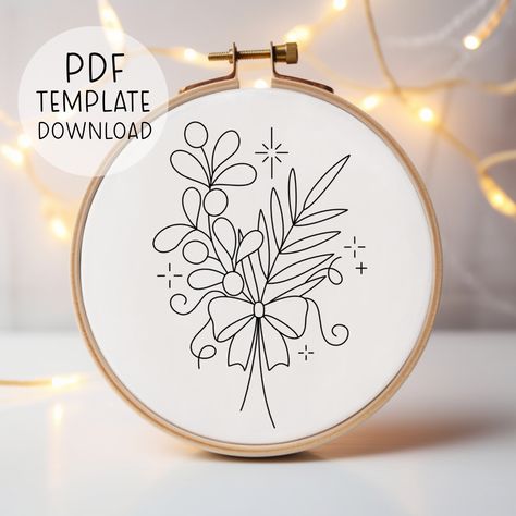 Hand Embroidery Patterns Free Templates, Mistletoe Embroidery, Embroidery Reference, Embroidery Patterns Free Templates, Embroidery Guide, Embroidery Winter, Bow Embroidery, Winter Embroidery, Hand Embroidery Patterns Free