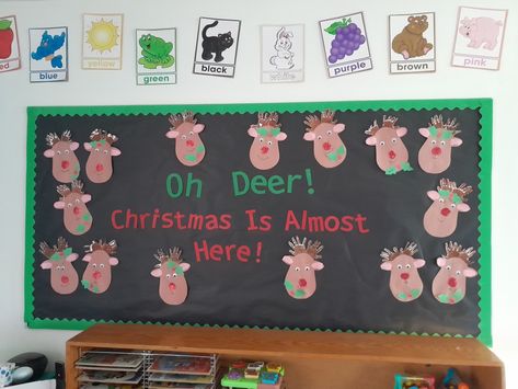 Oh Deer! Christmas Is Almost Here! Christmas Bulletin Board, Preschool Bulletin, Christmas Bulletin, Preschool Bulletin Boards, Deer Christmas, Oh Deer, Christmas Deer, Christmas Is, Yellow And Brown