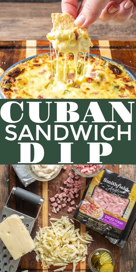 Football Hot Dips, Recipes For Football Parties, Pork Appetizers For Party, Easy Appetizers For Football Game, Pit Luck Ideas, Hot Meat Appetizers, Superbowl Foods Easy, Cuban Dip, Football Sunday Food Appetizers