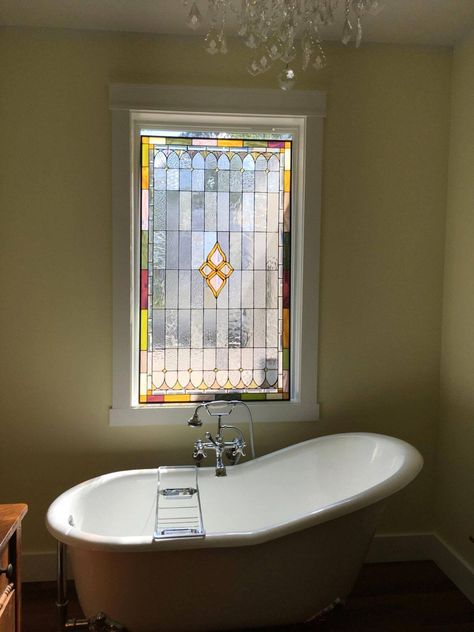 Stained Glass Window W-84 Pale Tones II - Etsy Slipper Tub, Tub Bathroom, Regal Design, Panels Wall, Central City, Elegant Centerpieces, Glass Bathroom, Dream Apartment, House Room