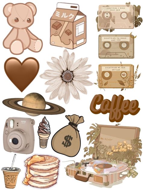 Phone Stickers Aesthetic Vintage Stickers Printable Set Aesthetic, Aesthetic Pictures For Journal Vintage, Journal Design Ideas Aesthetic Stickers, Scrapbook Design Ideas Aesthetic Brown, Aesthetic Stickers For Journal Brown, Printable Stickers Brown Aesthetic, Aesthetic Journal Pictures Printable, Diy Phone Stickers Aesthetic, Journal Printables Stickers Aesthetic Brown