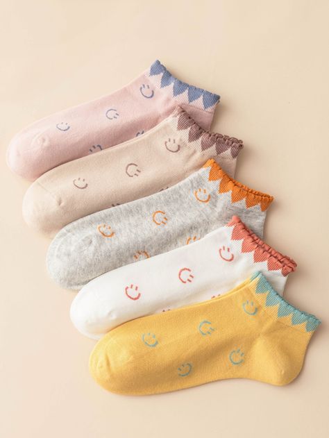 Multicolor  Collar  Polyester Graphic Ankle Socks Embellished   Women Socks & Hosiery Texture Socks, Summer Sock, Ankle Socks Women, Lace Socks, Women Socks, Sock Patterns, Cute Socks, Long Socks, Casual Socks