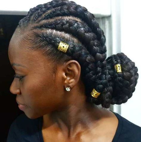 Low Bun For Black Women, Goddesses Braids, Braids Into Low Bun, Braided Low Bun, Goddess Braids Updo, Goddess Braid Styles, Ghana Braids Hairstyles, Hairstyles For 2023, Protective Hair