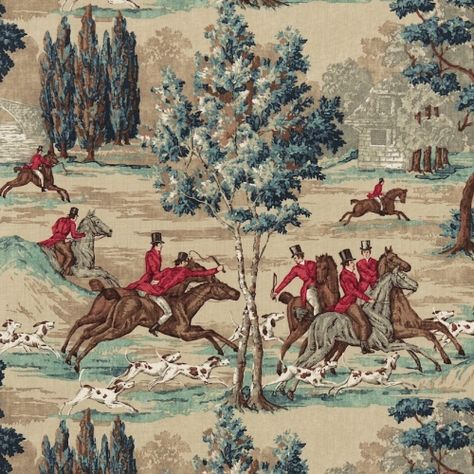 Sanderson Fabric, Scene Wallpaper, Tally Ho, Hunting Scene, Hunt Scene, Cosy Living, Equestrian Decor, Wallpaper Direct, Scenic Design