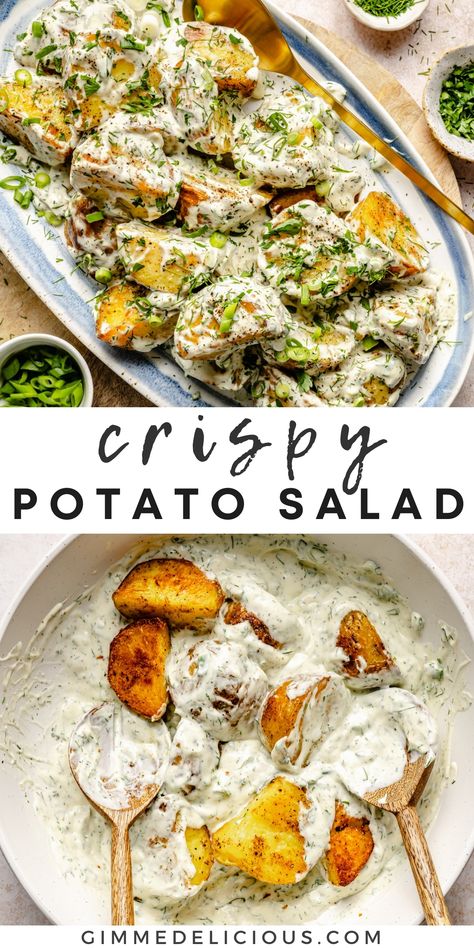 Crispy Potato Salad Fresh Herb Potato Salad, Non Traditional Potato Salad, Thanksgiving Potato Salad, What Goes With Potato Salad, Fresh Potato Salad, Gnocchi Potato Salad, Week Night Side Dishes, Crispy Potatoe Salad, Healthy Potato Recipes Dinner