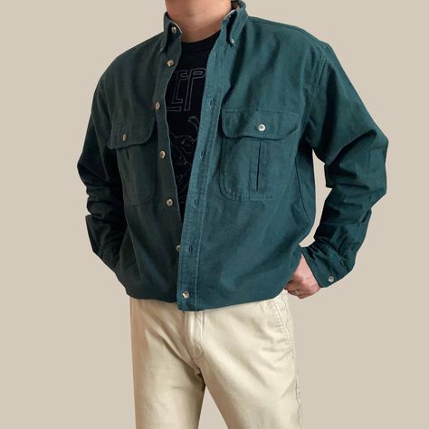 Green Jacket Outfit Men, Soft Chamois, Jacket Outfit Men, Green Jacket Outfit, Chamois Shirt, Mens Outfit Inspiration, Men's Tops, Deer Skin, Fashion Board