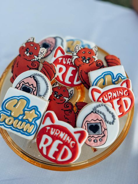 Turning Four | CatchMyParty.com Turning Red Cookies, Red Birthday Party Ideas, Turning Red Birthday Party, Red Cake Pops, Red Party Ideas, Turning Red Birthday, Red Party Themes, Red Cookies, Three Birthday