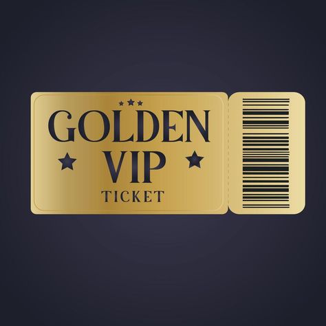 Golden vip ticket with a barcode Vip Card Design, Sweet 13, Prom Tickets, Ball Inspiration, Vip Ticket, Vip Logo, Ticket Card, Theatre Masks, Vip Card