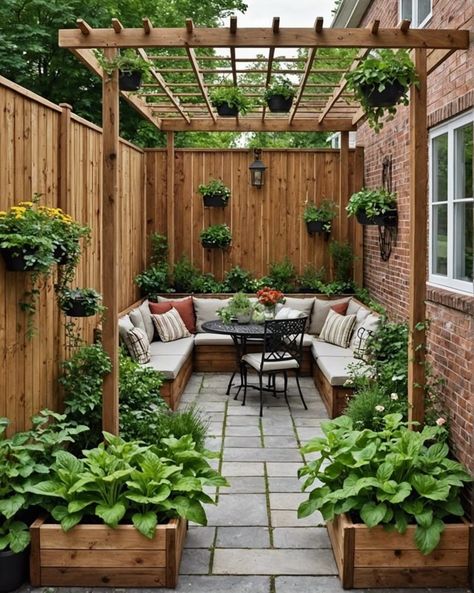 20 Perfect Small Patio Gardens – ToolzView Front Entrance Garden Ideas, Small Roof Garden, Small Outdoor Seating Area, Terrazzo Garden, Patio Gardens, Small Patio Design, Balcony Gardens, Small Backyards, Small City Garden