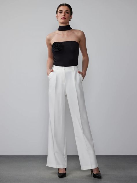 Women's Petite Pants | NY&Co Wide Leg Dress Pants Outfit, Pants Outfit Classy, Dress Pants Outfit, Dress Pants Outfits, White Dress Pants, Tailored Skirt, Wide Leg Dress Pants, Petite Pants, Wide Leg Pant