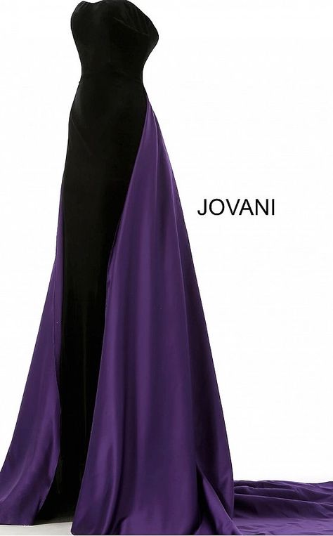 Black And Purple Dress, Purple Evening Gown, Dress With Long Train, Purple Evening Gowns, Black Velvet Gown, Jovani Gown, Purple Long Dress, Velvet Evening Gown, Purple Velvet Dress