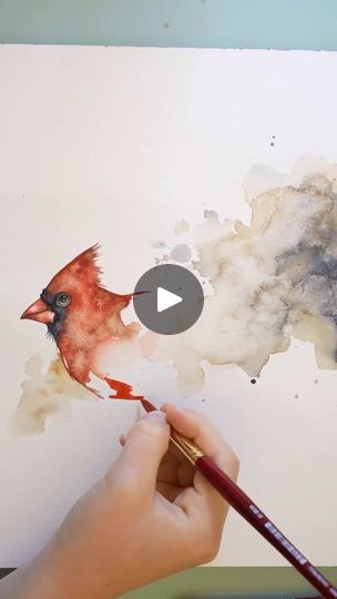 11K views · 4.3K reactions | Watercolor Cardinal painting 

#birdtober #birdtober2024 prompt by @aholmesartstudio | Kiley Busko | painted_wing · Original audio How To Paint A Cardinal In Watercolor, Watercolor Cardinal Tutorial, Cardinal Watercolor Painting Easy, Watercolour Cardinal, Watercolor Cardinal, Watercolor Painting Easy, Cardinal Watercolor, Cardinal Painting, Watercolor Tips