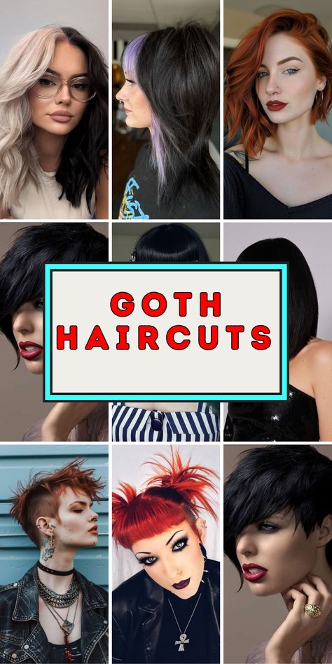 Discover 20 goth haircuts ideas for 2024, featuring bold and edgy styles that are perfect for embracing your dark side. Whether you prefer short, medium, or long hair, these goth haircuts offer a range of looks to suit every personality. Add bangs for a dramatic touch or opt for medium layered styles to enhance volume and texture. Ideal for round faces, these goth haircuts give a unique twist to classic styles. Punk Hair With Bangs, Bold Haircut For Women, Punk Haircuts For Women Medium, Alt Hair For Round Face, Corporate Goth Hairstyles, Short Haircuts Plus Size, Medium Goth Hair, Short Haircuts Ideas For Women, Goth Bob With Bangs